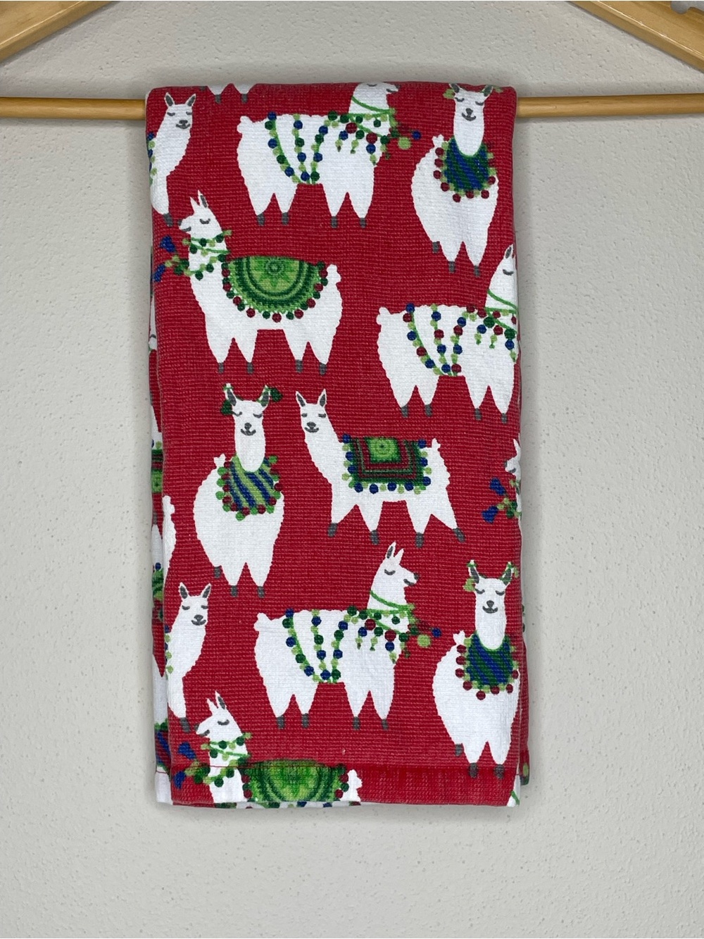 Festive Holiday Red Llama Kitchen Towel - 100% Cotton - Jingles and Joy